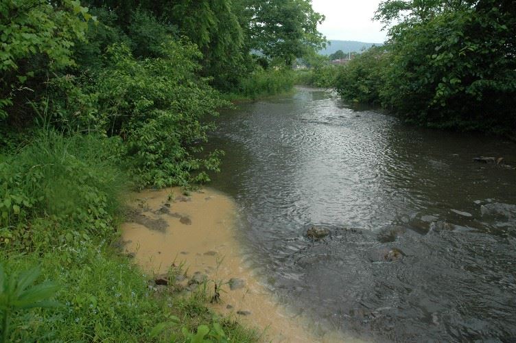 Sediment pollution in a river