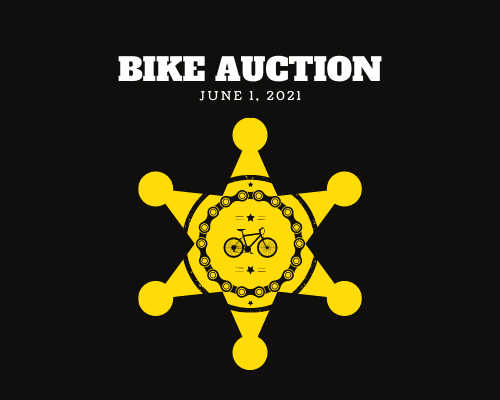 police badge with bike in the middle to promote bike auction