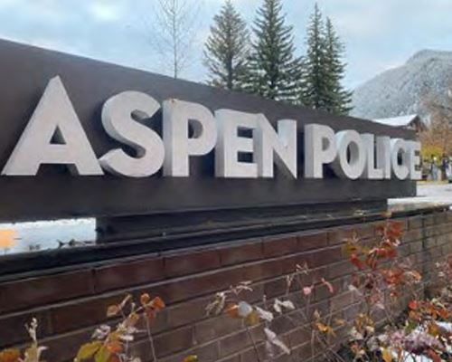 Sign for Aspen Police Department from Main Street