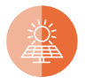 Energy supply aspen sustainability action plan graphic, orange with sun and solar panels
