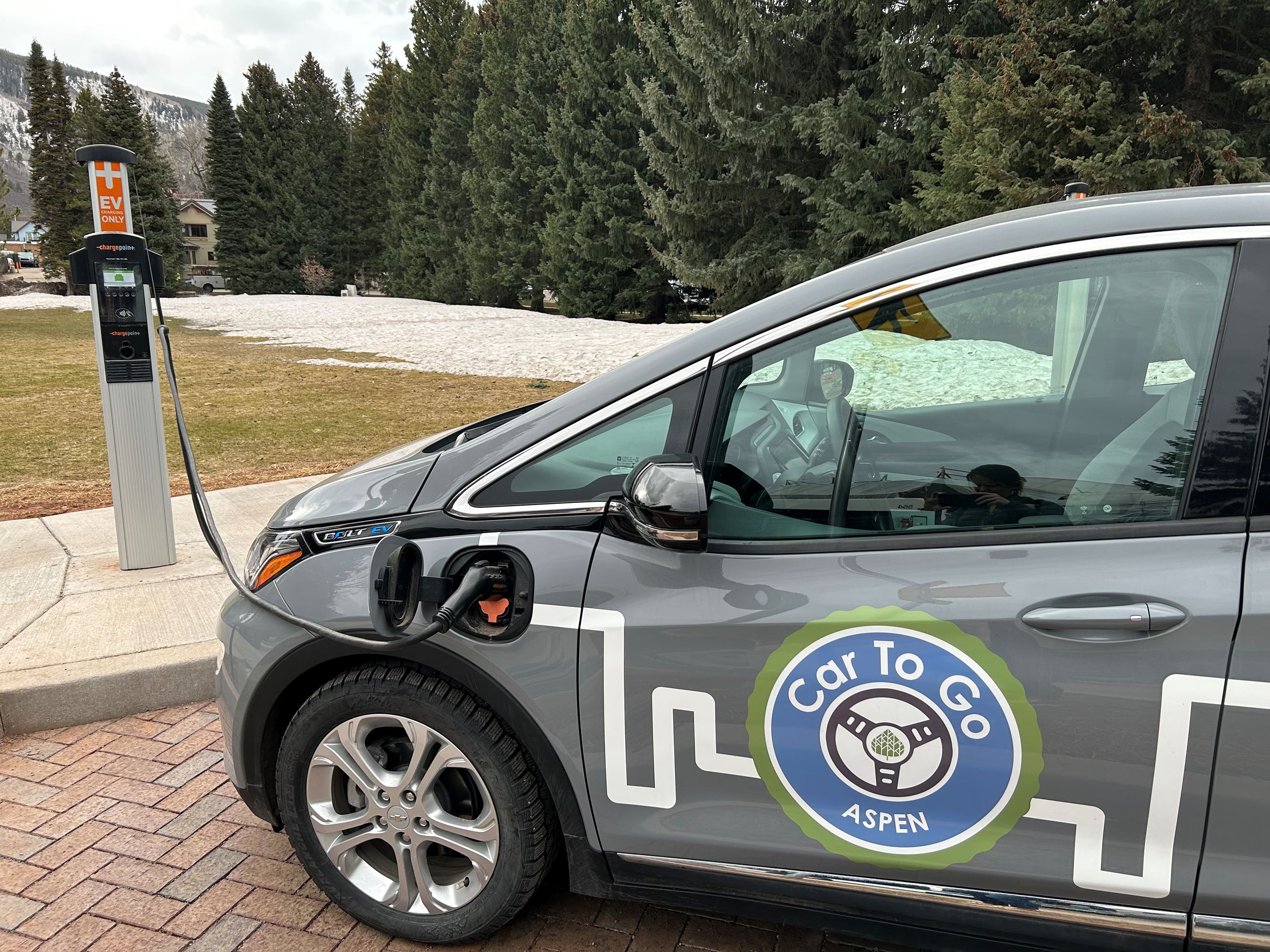 photo of car being charged a level 2 charging station at paepcke park 