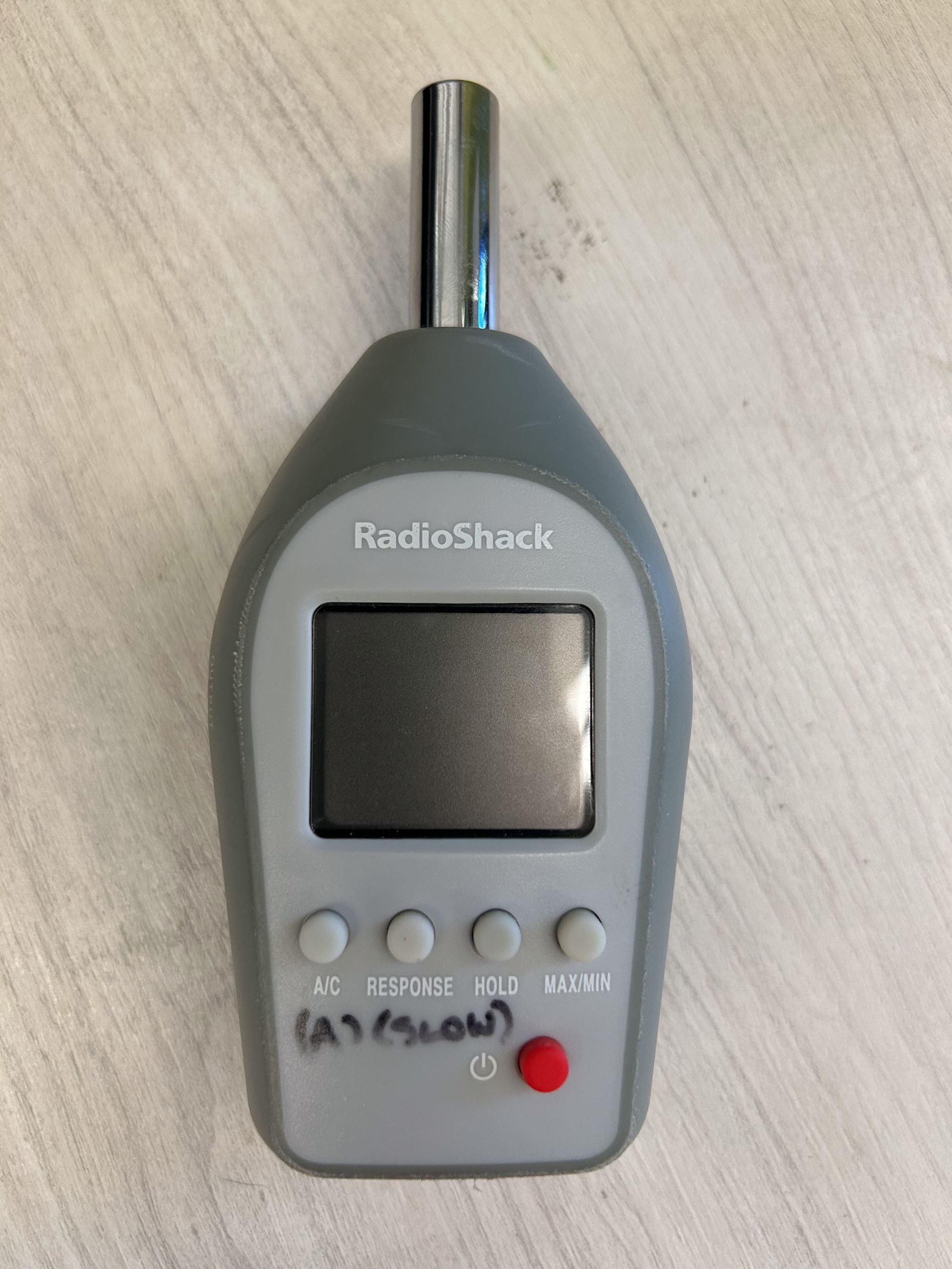 gray, small noise meter, with buttons 