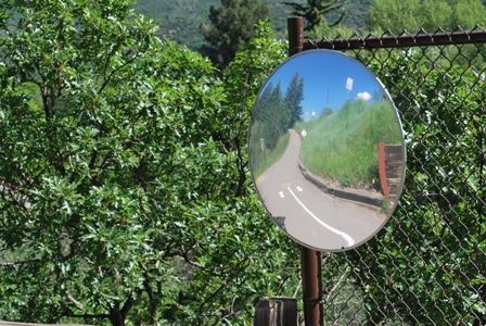 Bike Lane Mirror on a Fence