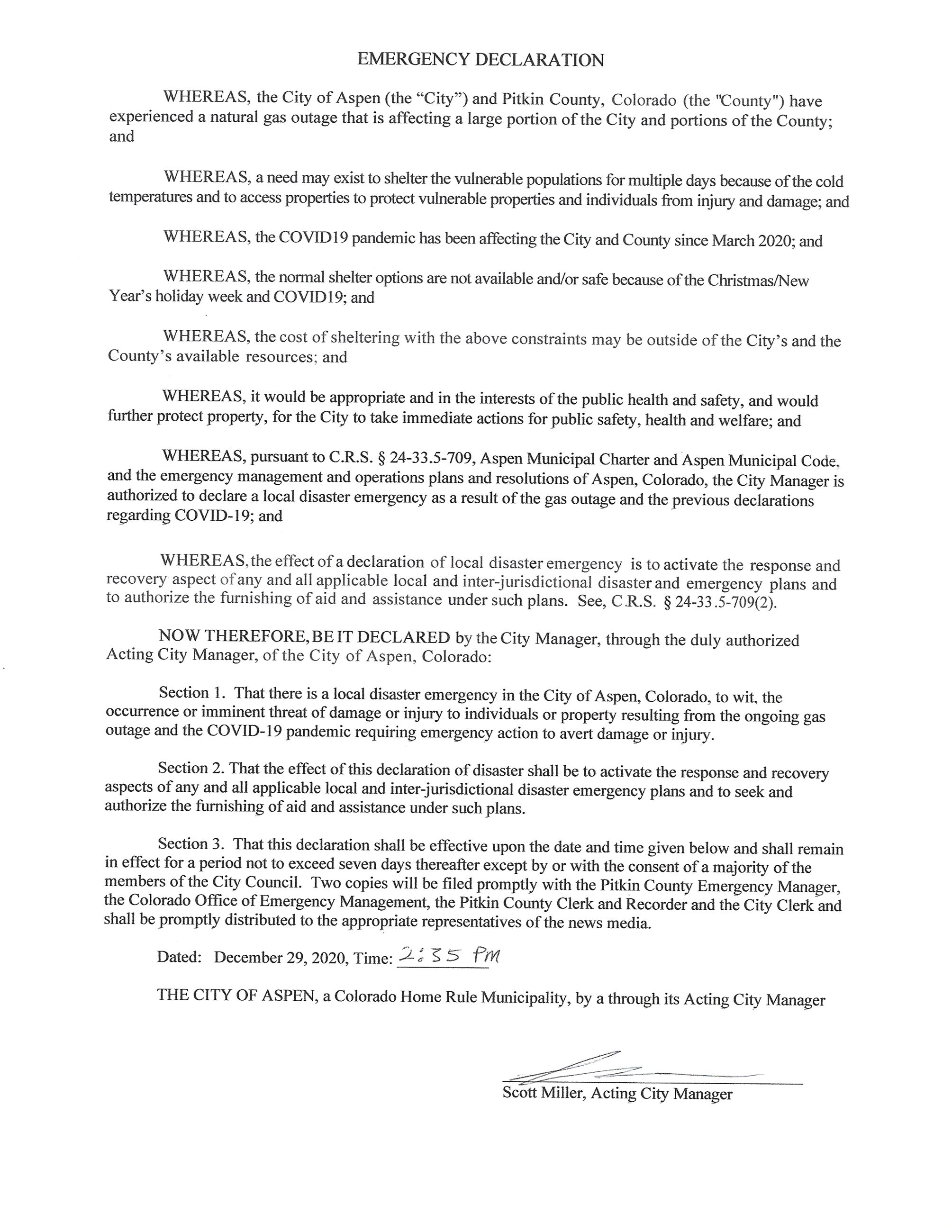 Emergency Declaration from Dec. 29, 2020